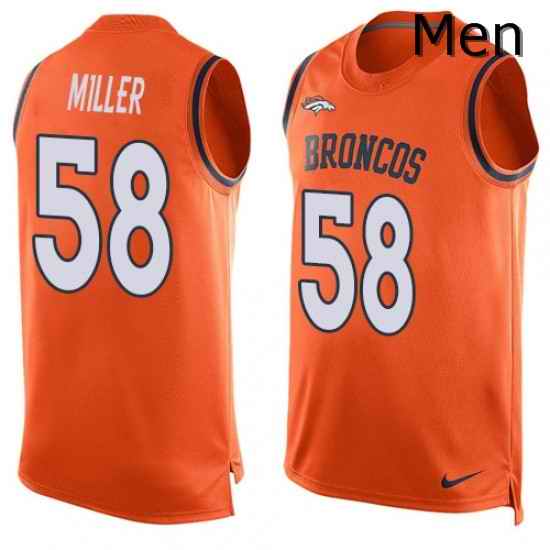 Men Nike Denver Broncos 58 Von Miller Limited Orange Player Name Number Tank Top NFL Jersey
